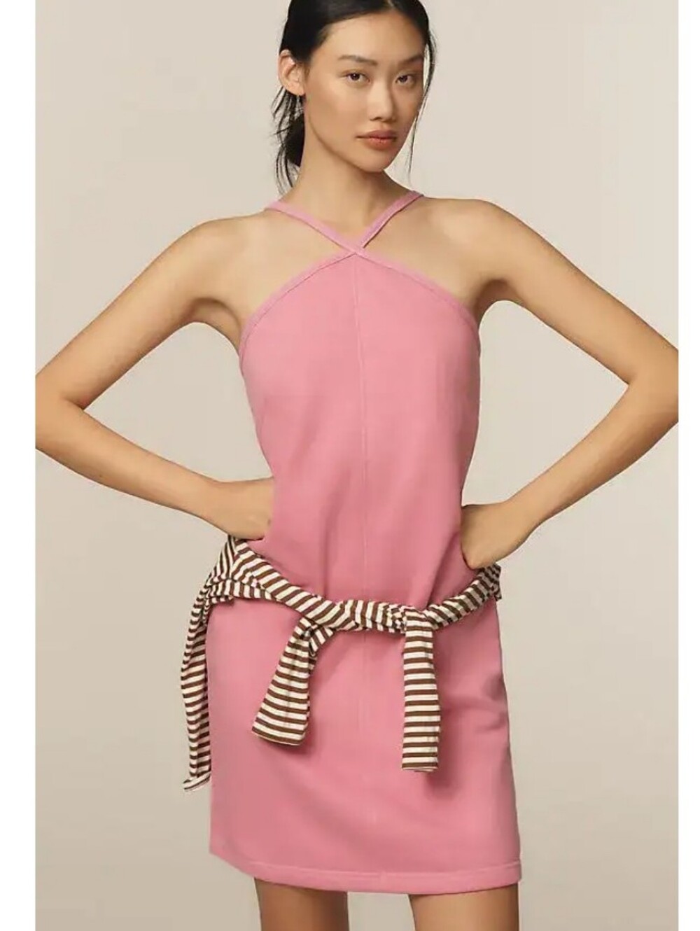 Anthropologie Daily Practice Pink Halter Sporty Mini Dress Size XL